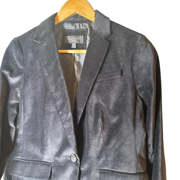 🔴5 for $40 SALE!
Talbots Petites Black Velvet 1 Button Split Back Blazer size 6p - Picture 11 of 15